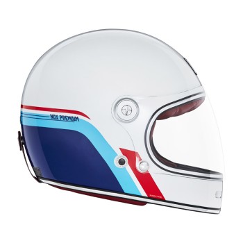 Κράνος Nox Revenge FIBERGLASS Strobe άσπρο/μπλε/κόκκινο