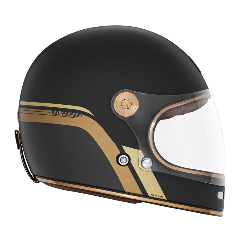 Κράνος Nox Revenge FIBERGLASS Strobe ματ μαύρο/χρυσό