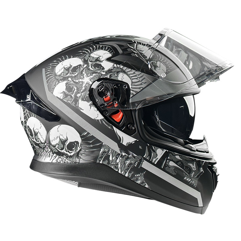 Κράνος Pilot Snake sv ECE 22.06 Skull ματ + extra φυμέ ζελατίνα