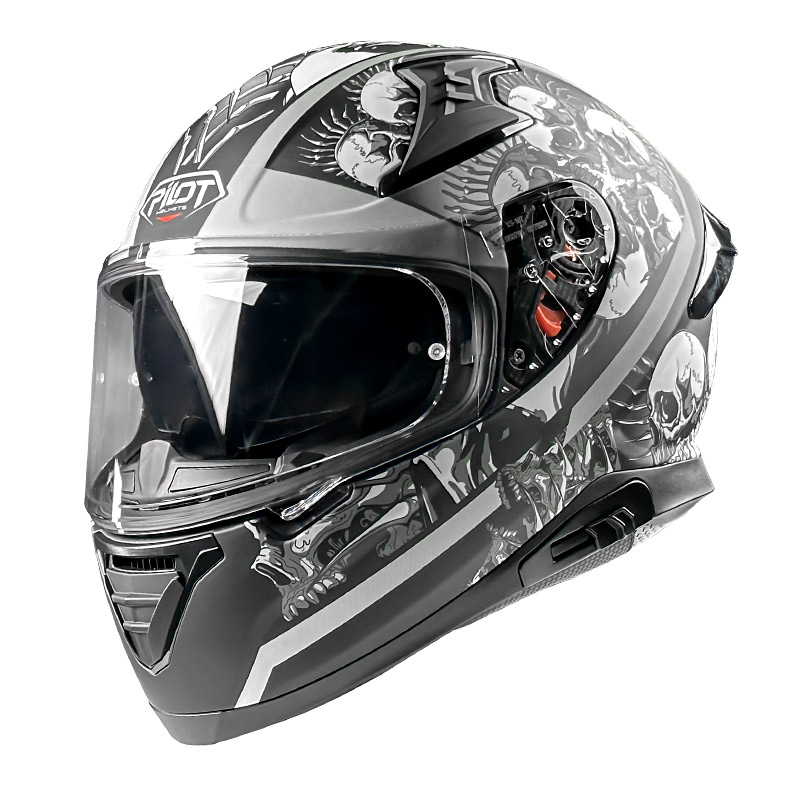 Κράνος Pilot Snake sv ECE 22.06 Skull ματ + extra φυμέ ζελατίνα