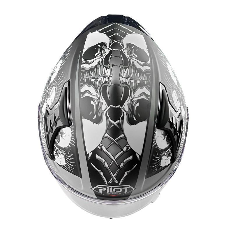Κράνος Pilot Snake sv ECE 22.06 Skull ματ + extra φυμέ ζελατίνα