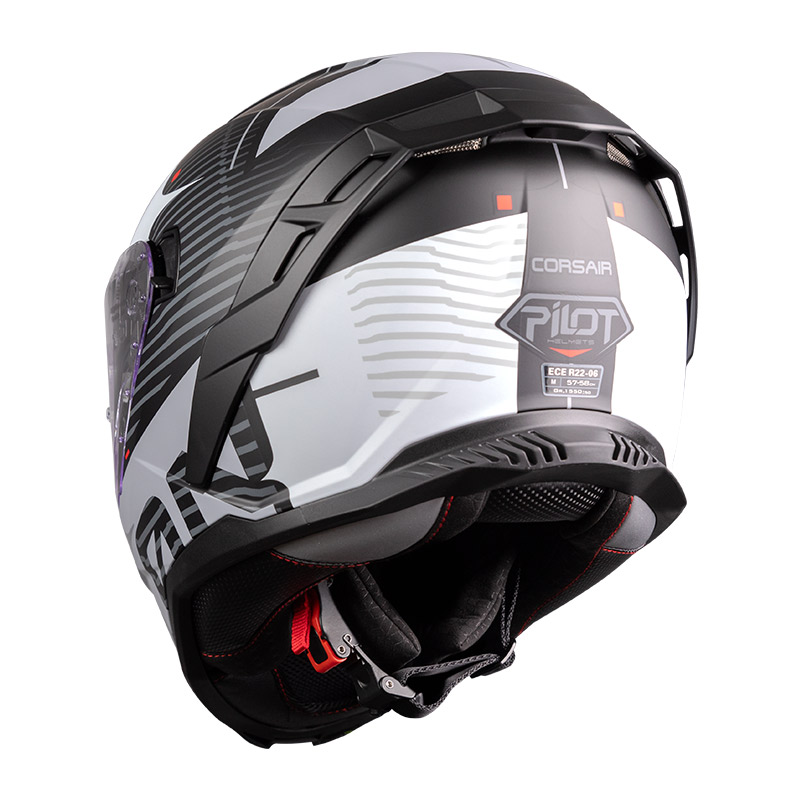 Κράνος Pilot Corsair SV On ECE 22.06 μαύρο/γκρι/άσπρο ματτ (περιλαμβάνει Pinlock 30)