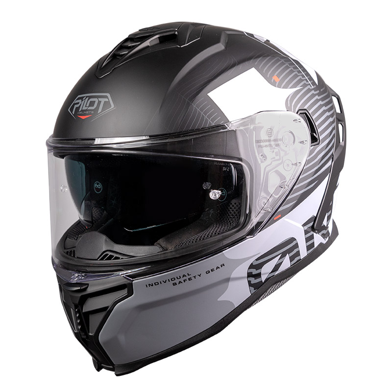 Κράνος Pilot Corsair SV On ECE 22.06 μαύρο/γκρι/άσπρο ματτ (περιλαμβάνει Pinlock 30)